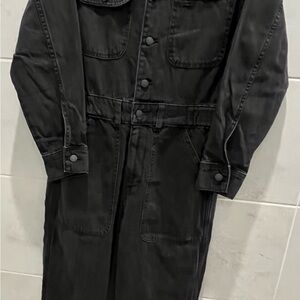 Universal Thread Long Sleeve Black Denim Utility Coveralls NWT